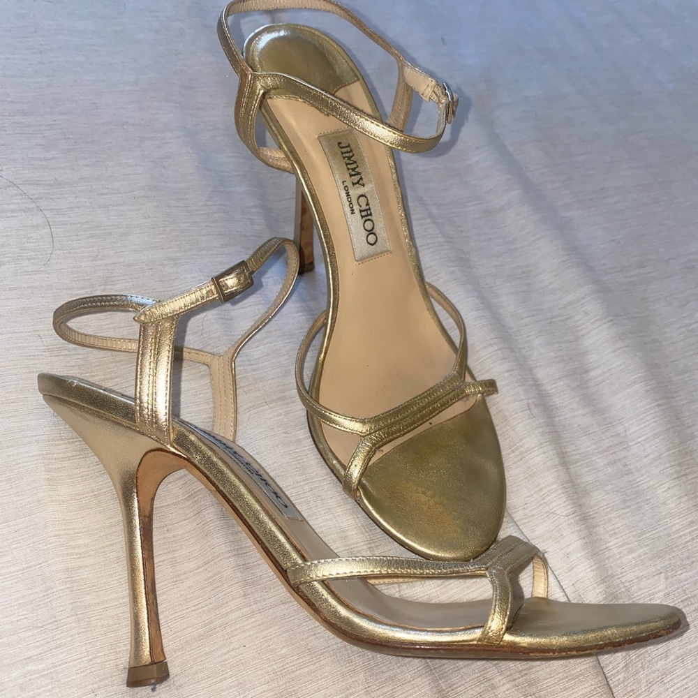 Gold Strappy Jimmy Choo Heels